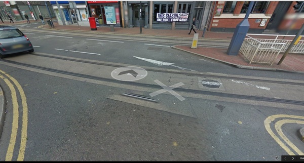 The photo for Glossop Road / West Street tram lines.